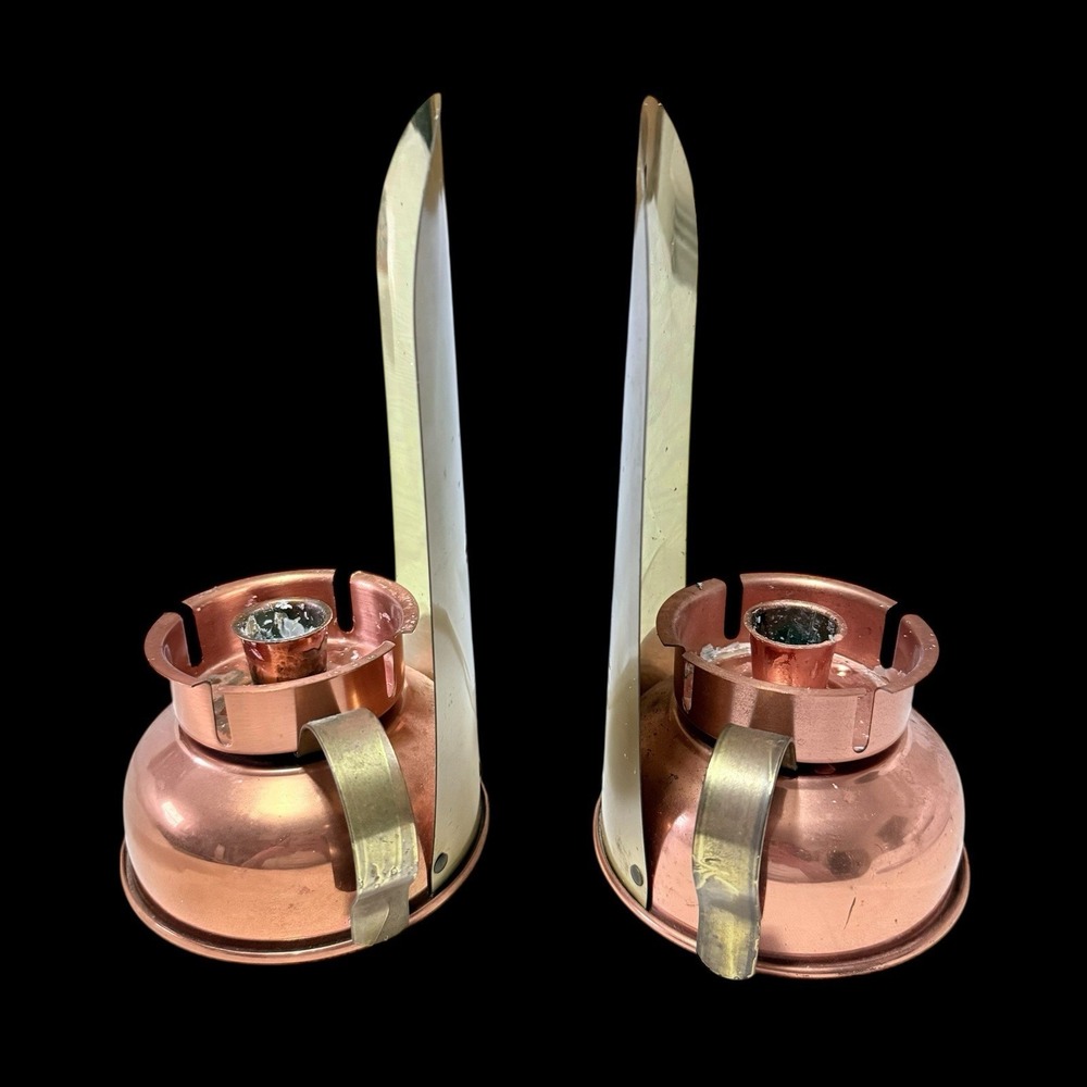 2 Vtg Coppercraft Guild Copper Storm Lamp Wall Sconce Candle Holders Rustic - Picture 3 of 6